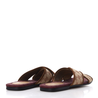 Gucci GG Monogram Suede Womens Criss Cross Slide Sandals 36 Beige Ruggine Cuir 4 of 10