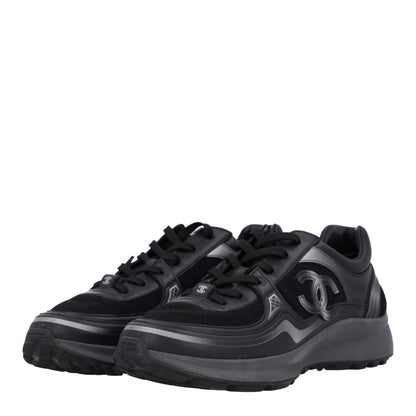 Chanel Mesh Calfskin CC Sneakers  39.5 Black Silver 4 of 10
