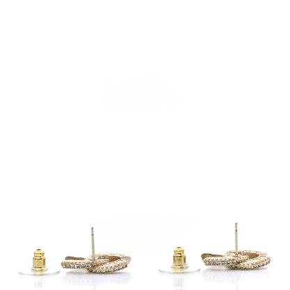 Chanel Crystal Timeless CC Earrings Light Gold 3 of 5