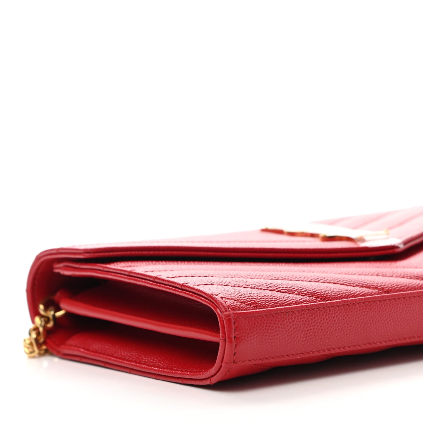 Grain De Poudre Matelasse Chevron Monogram Chain Wallet Bandana Red