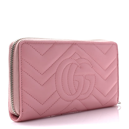 Gucci Calfskin Matelasse GG Marmont Zip Around Wallet Wild Rose 3 of 7