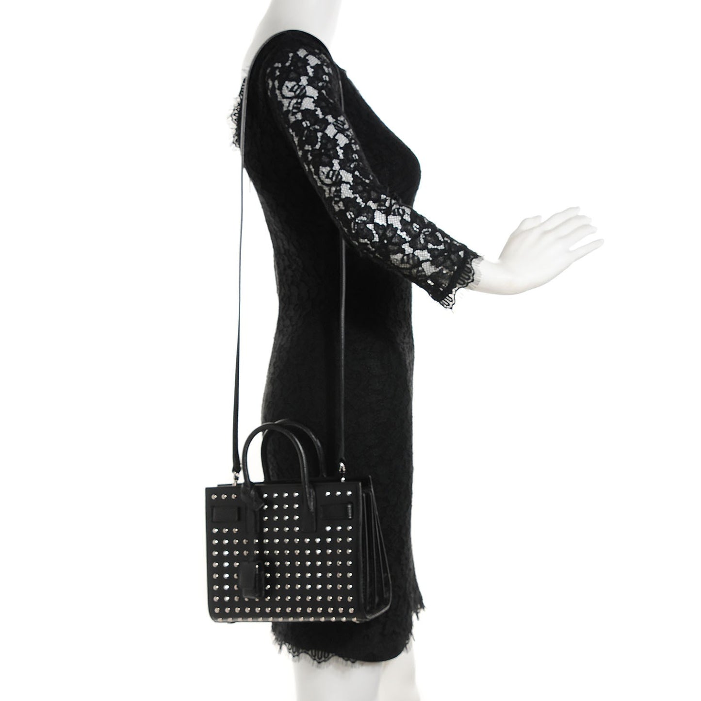 Calfskin Studded Nano Sac De Jour Black