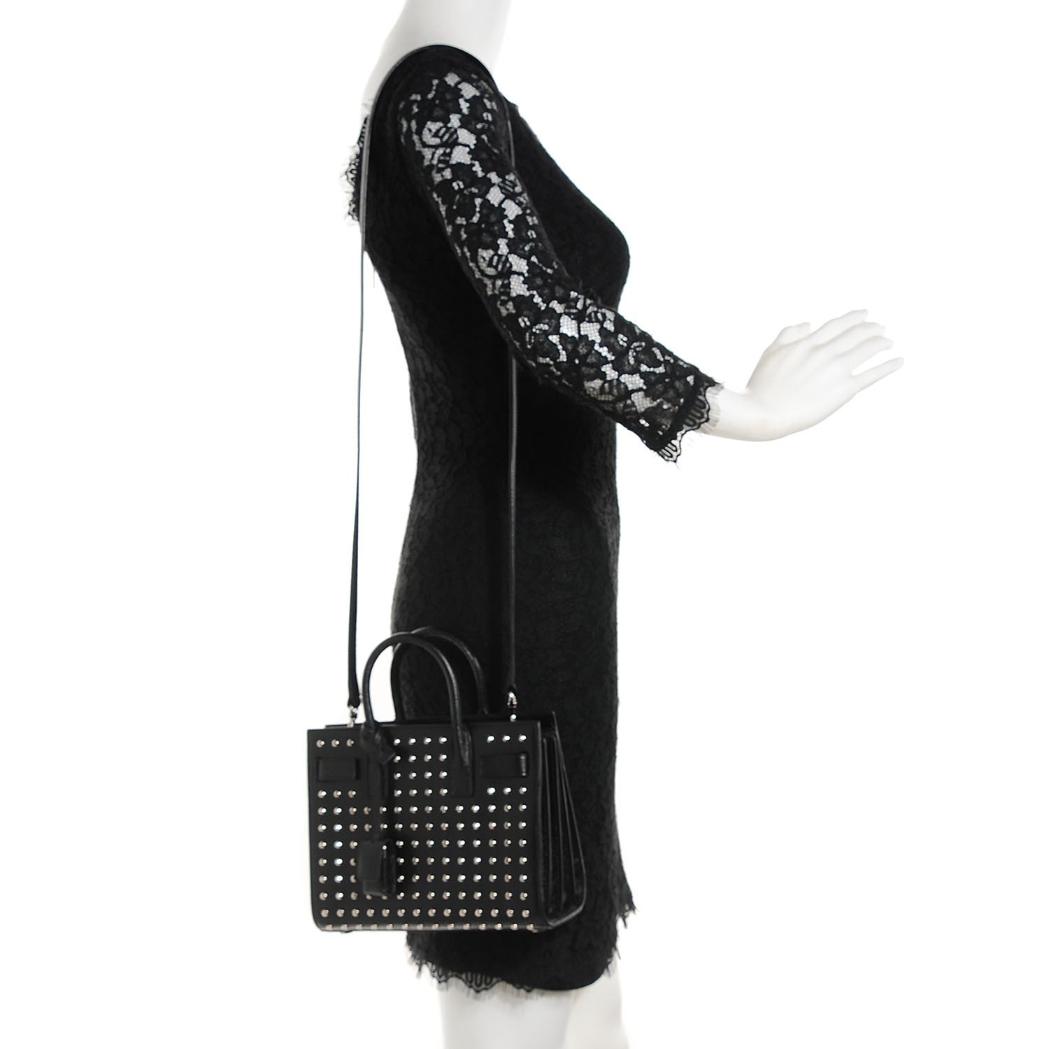 Saint Laurent Calfskin Studded Nano Sac De Jour Black 2 of 8