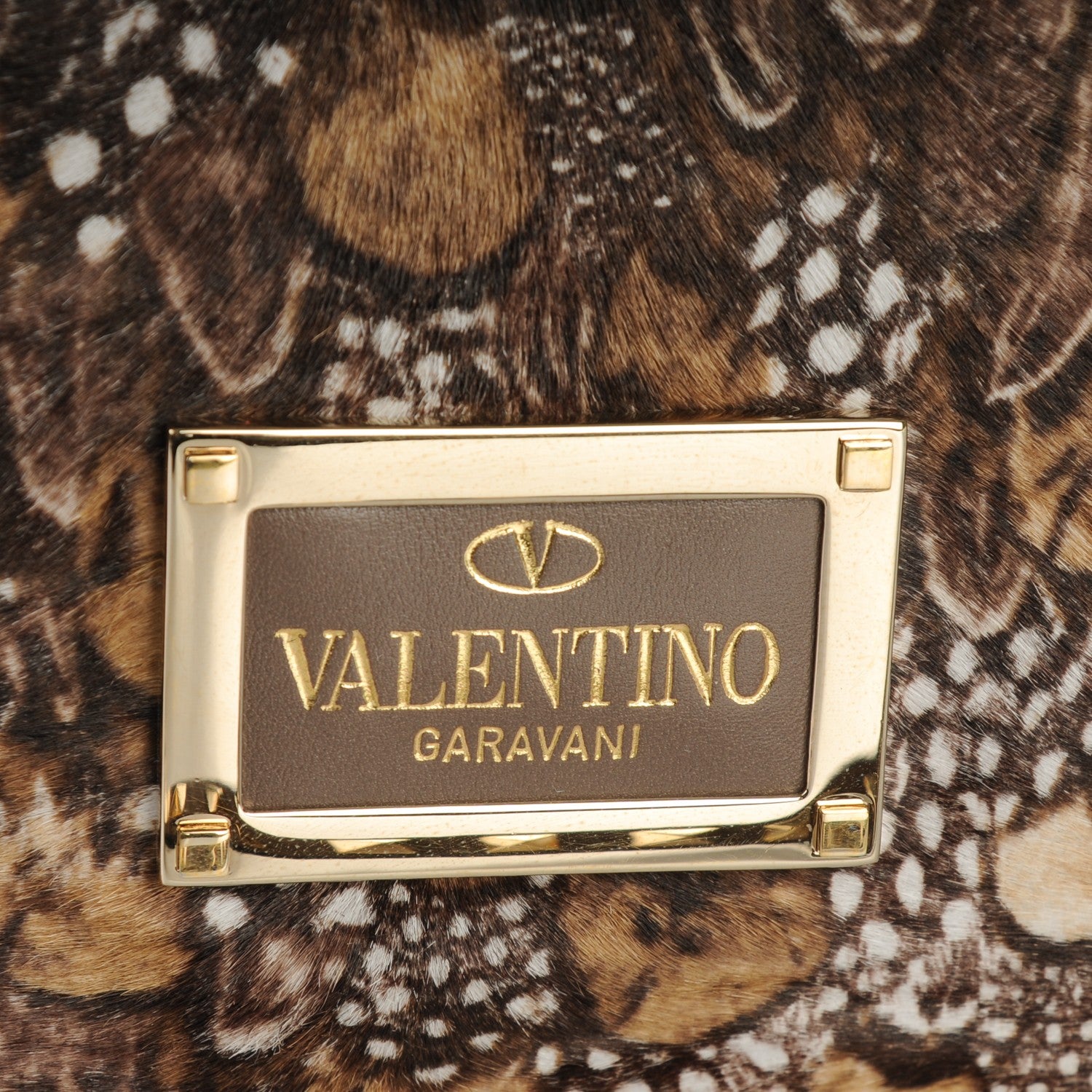 Valentino Garavani Calf Hair Feather Rockstud Dome Satchel 6 of 9