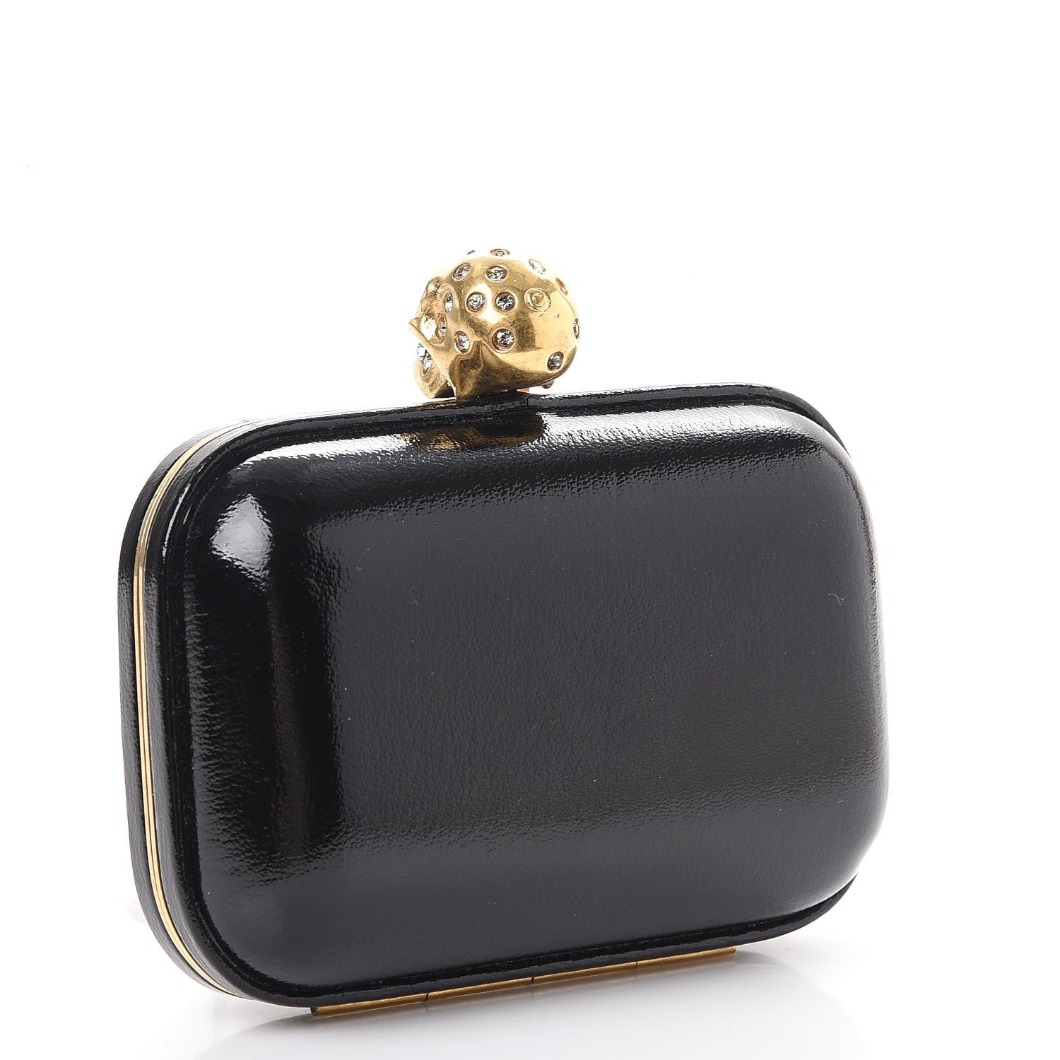 Alexander McQueen Patent Crystal Skull Small Box Clutch Black 3 of 14