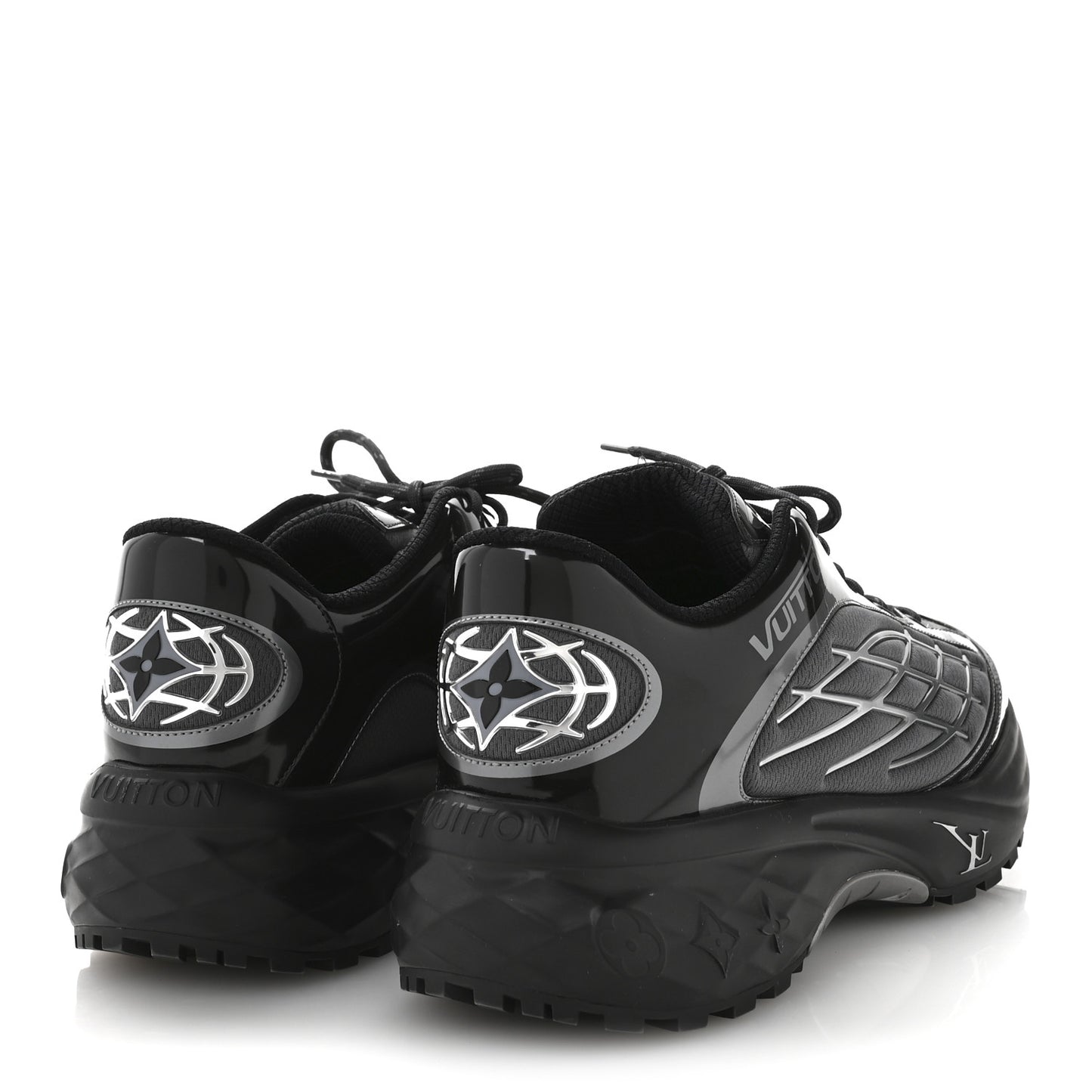 Monogram Discovery Lace Up Sneakers 9.5 Black Silver