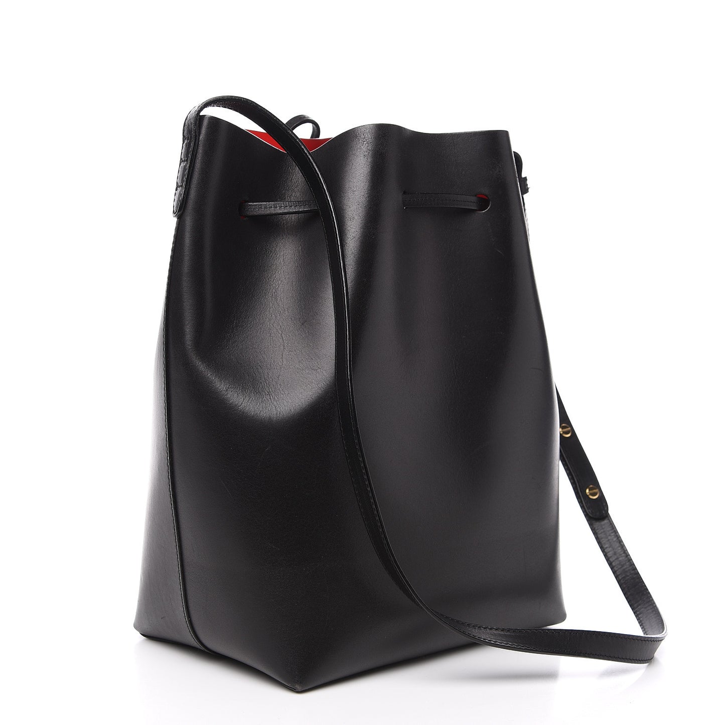 Vegetable Tanned Calfskin Bucket Bag Black Flamma