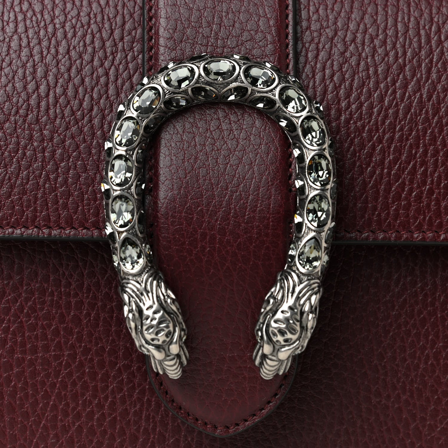 Gucci Dollar Calfskin Crystal Web Mini Dionysus Bamboo Top Handle Bag Vintage Bordeaux Black Diamond 5 of 6