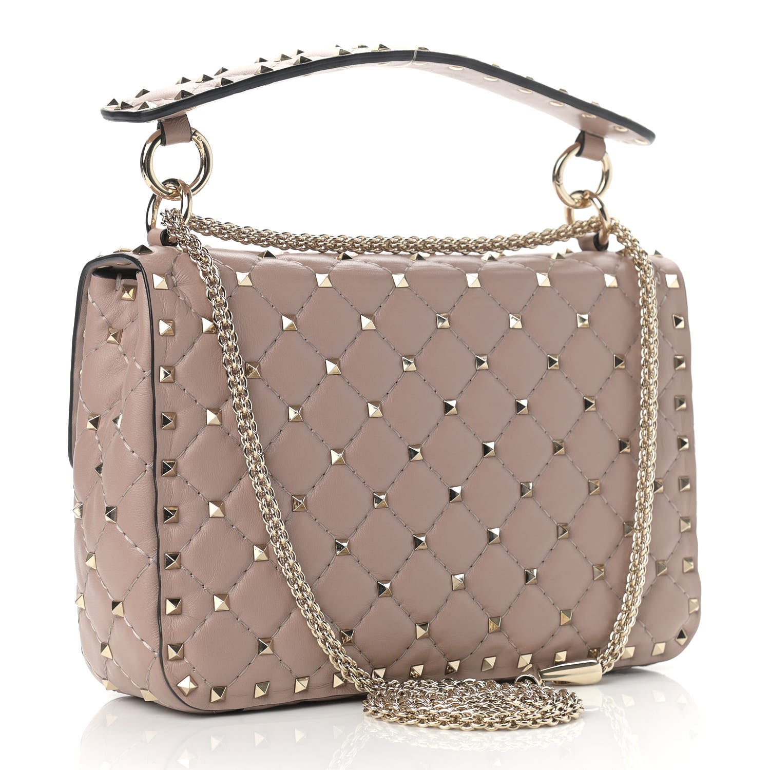 Valentino Garavani Lambskin Medium Rockstud Spike Shoulder Bag Poudre 3 of 10