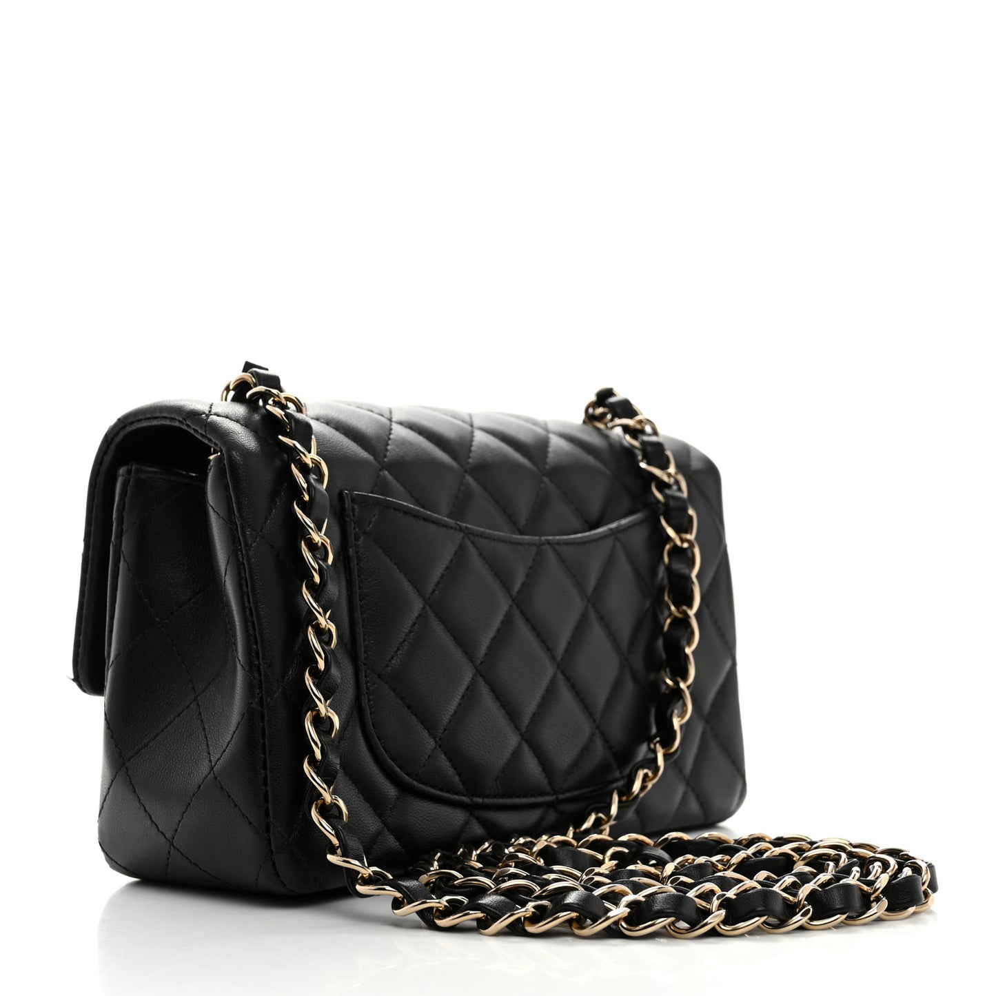 Lambskin Quilted Mini Rectangular Flap Black