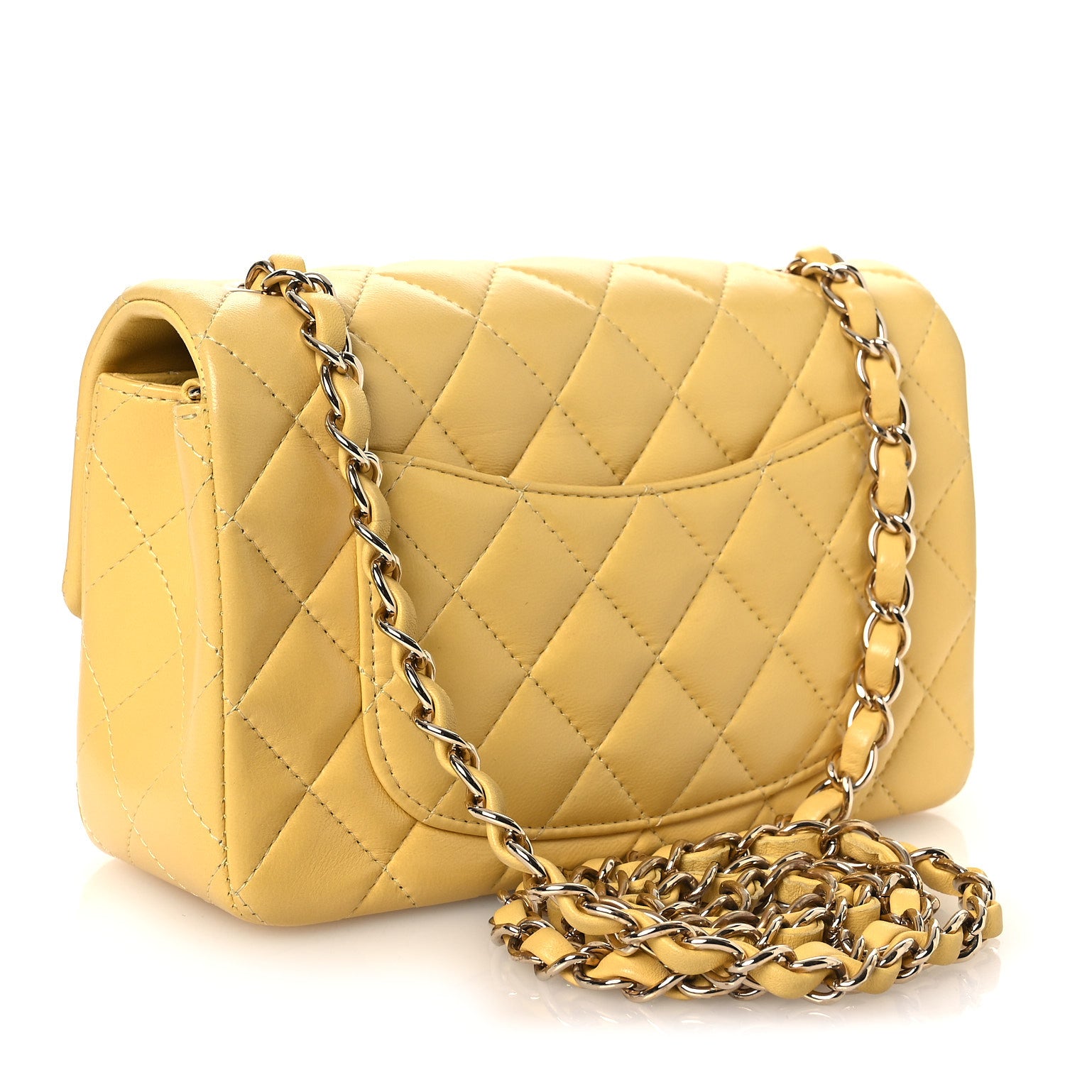 Chanel Lambskin Quilted Mini Rectangular Flap Yellow 3 of 10