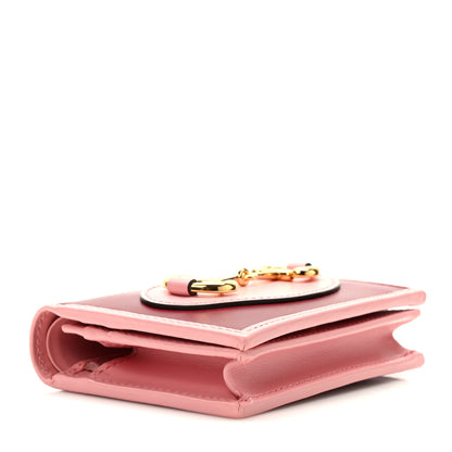 Gucci Boarded Plutone Calfskin Horsebit 1955 Card Case Wallet New Cherry Red Wild Rose 4 of 8
