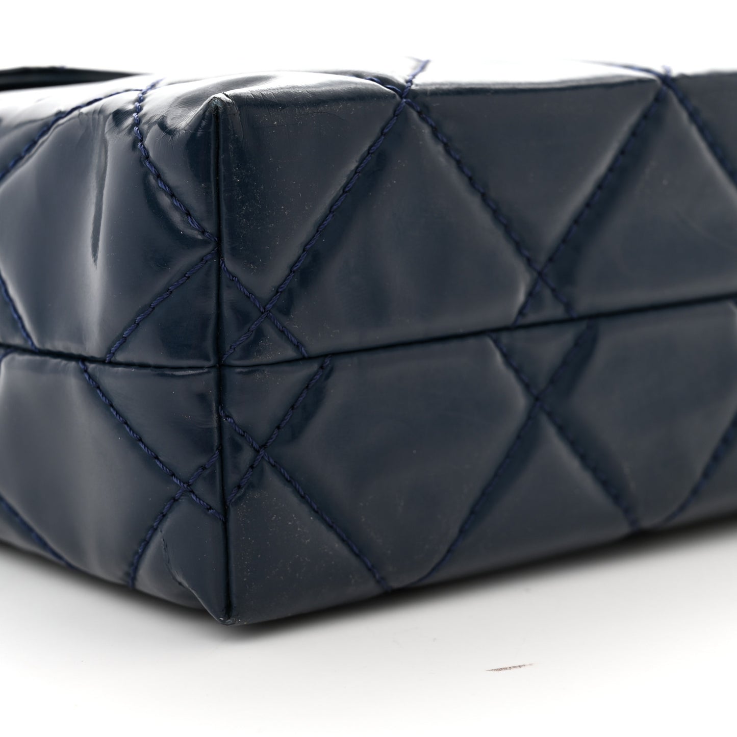Vinyl Quilted In the Business Flap Bag Navy Blue