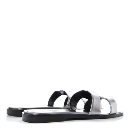 Hermes Metallic Nappa Calfskin Oran Sandals 37 Argent 4 of 11