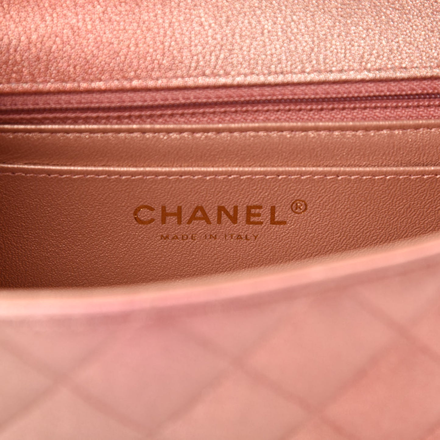 Metallic Lambskin Quilted Ombre Mini Rectangular Flap Pink