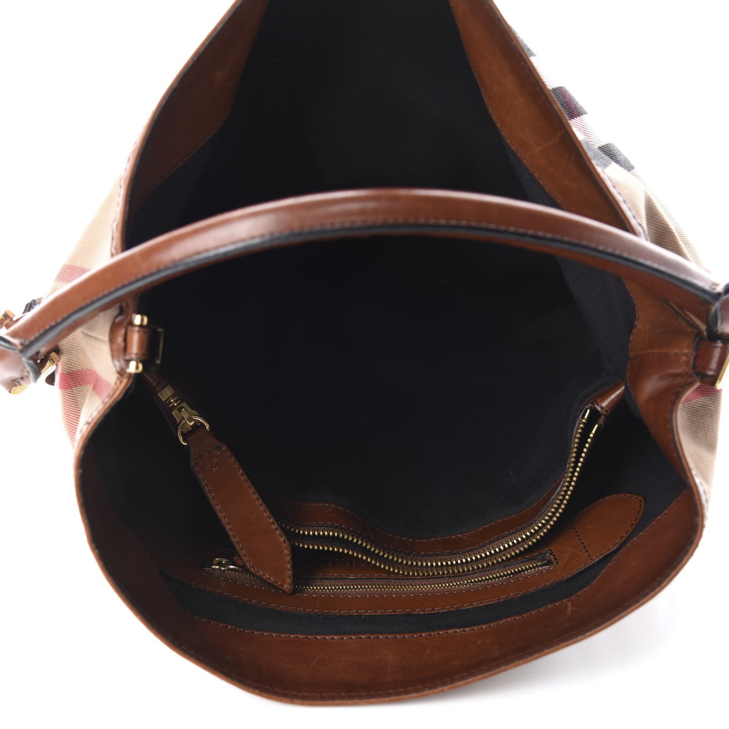 House Check Bridle Calfskin Medium Gosford Hobo Dark Tan