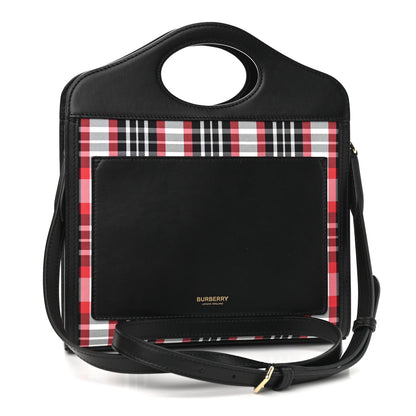 Burberry Calfskin Nylon Tartan Mini Pocket Bag Bright Red 3 of 9
