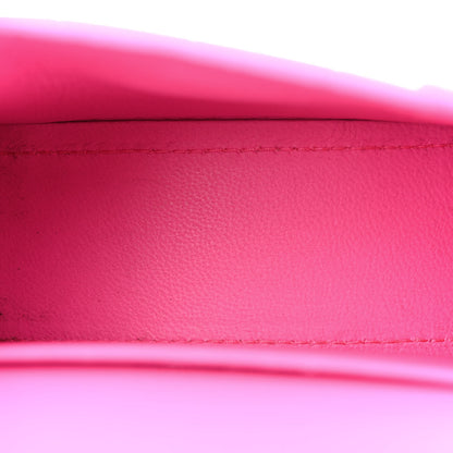 Balenciaga Shiny Calfskin Crocodile Embossed Hourglass Top Handle Bag Mini with Chain Neon Pink 5 of 14