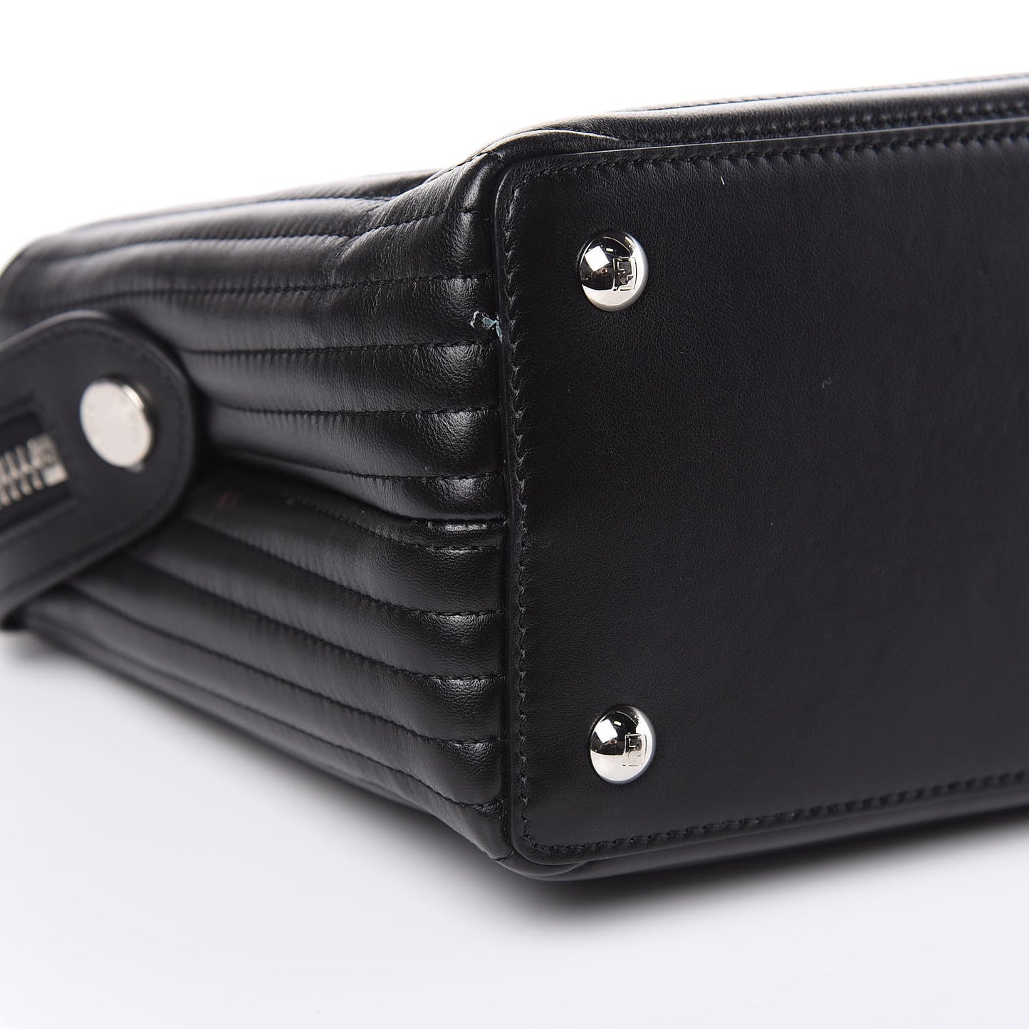 Shiny Nappa Trapuntata Small DotCom Click Chain Satchel Black