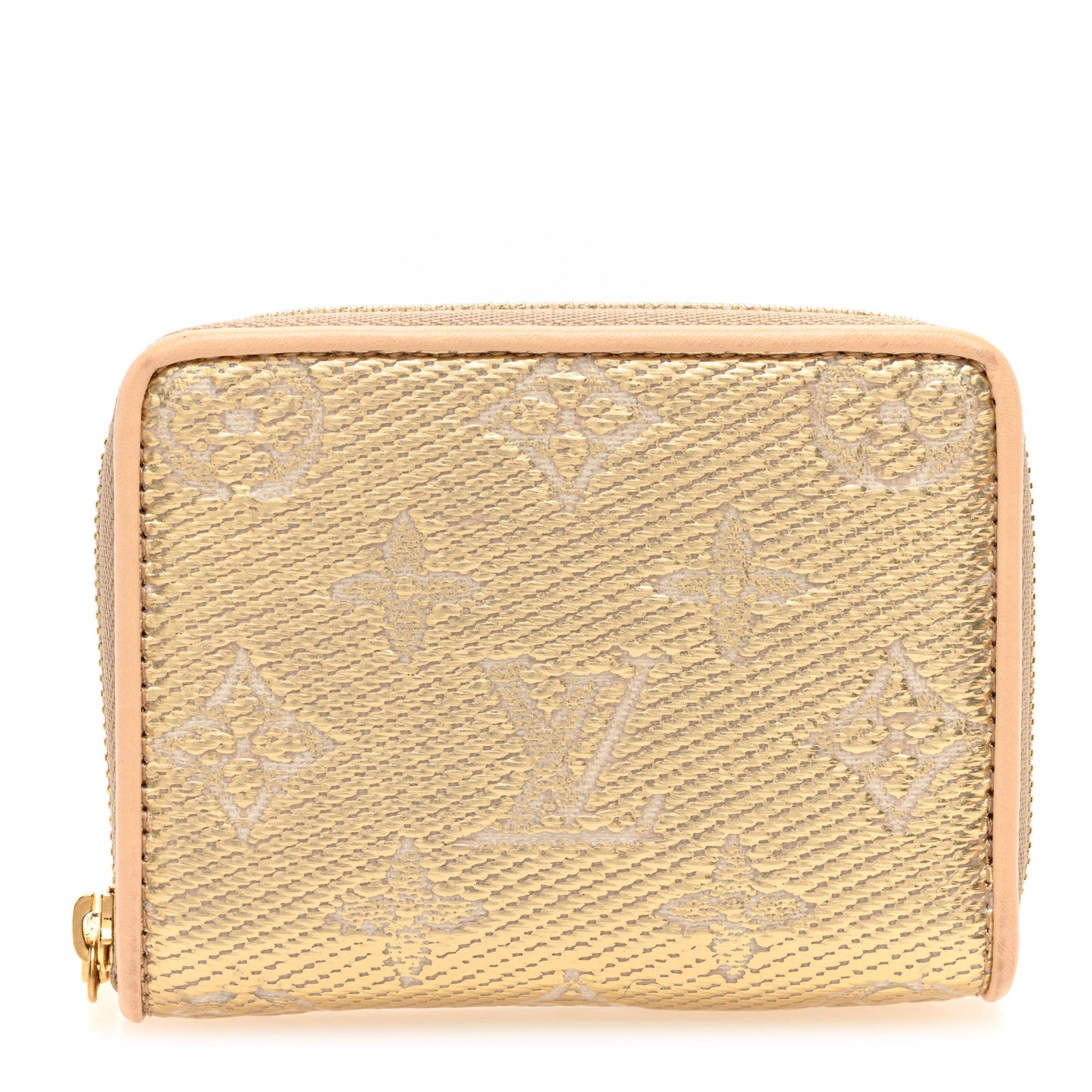Hollographic Monoglam Zippy Coin Purse Wallet Beige