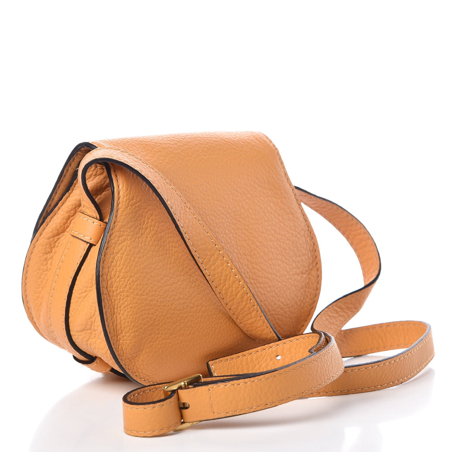Calfskin Mini Marcie Round Crossbody Bag Burning Camel