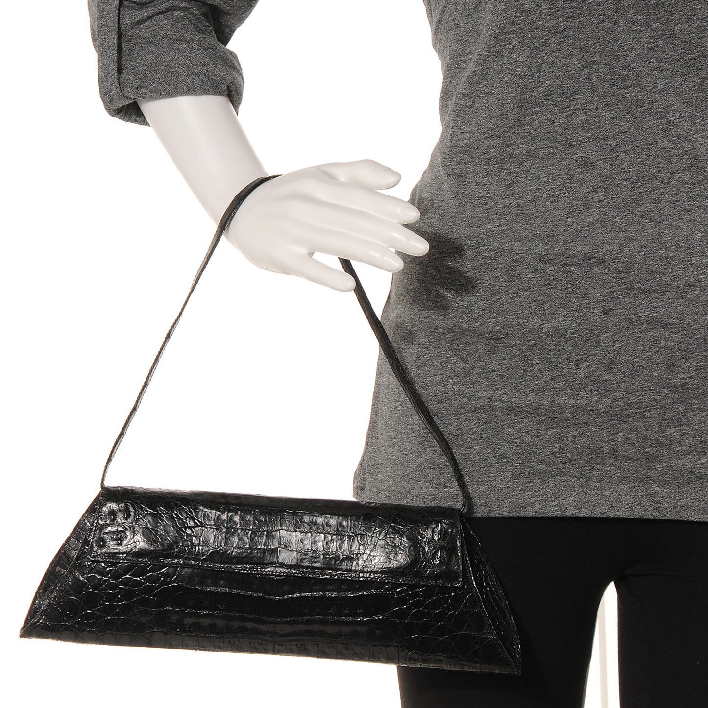 Crocodile Long Clutch Black