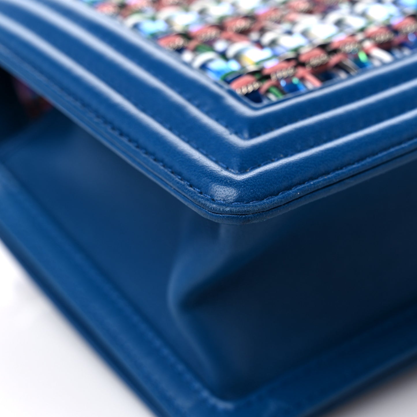 PVC Thread Woven Medium Boy Flap Dark Blue