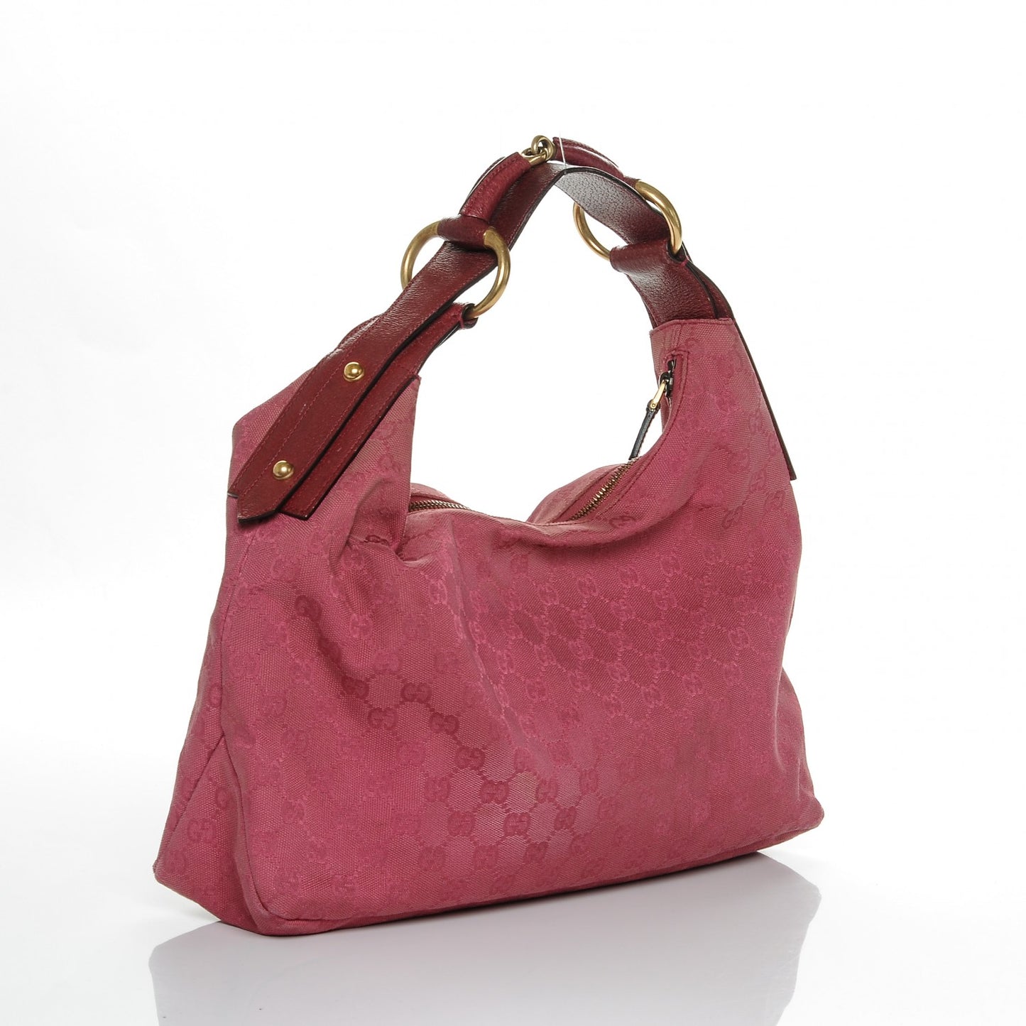 Monogram Medium Horsebit Chain Hobo Fuchsia