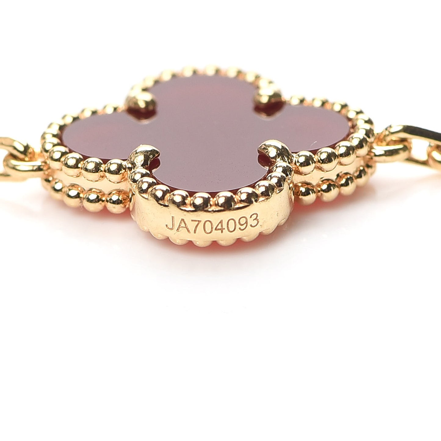 18K Yellow Gold Carnelian 5 Motifs Vintage Alhambra Bracelet
