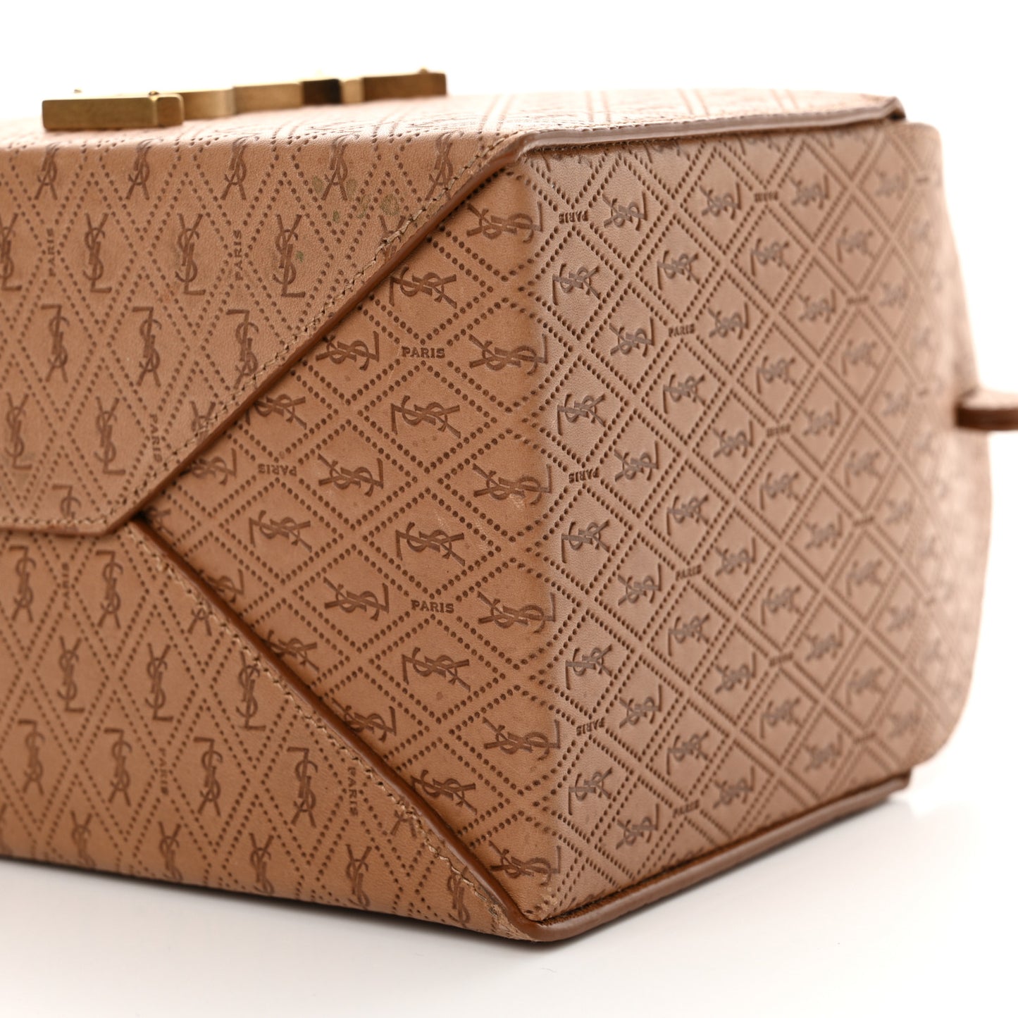 Calfskin Monogram Take Away Box Dusty Vintage Brown Gold