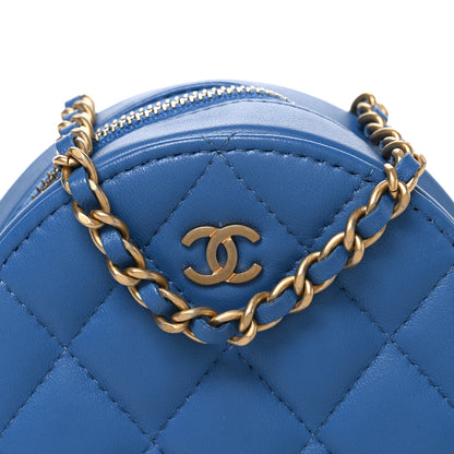 Chanel Lambskin Quilted Round Clutch With Chain Blue 8 of 10