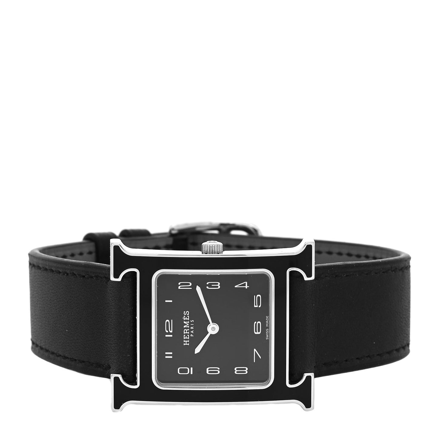Stainless Steel Barenia Lacquer 26mm Heure H Hour Quartz Watch Noir