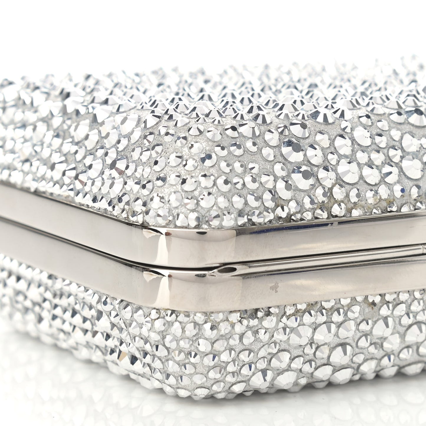 Crystal Strass Fiocco Box Clutch Silver