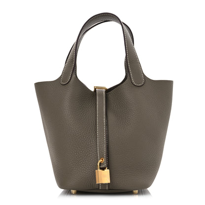 Hermes Taurillon Clemence Picotin Lock 18 PM Etoupe 1 of 12