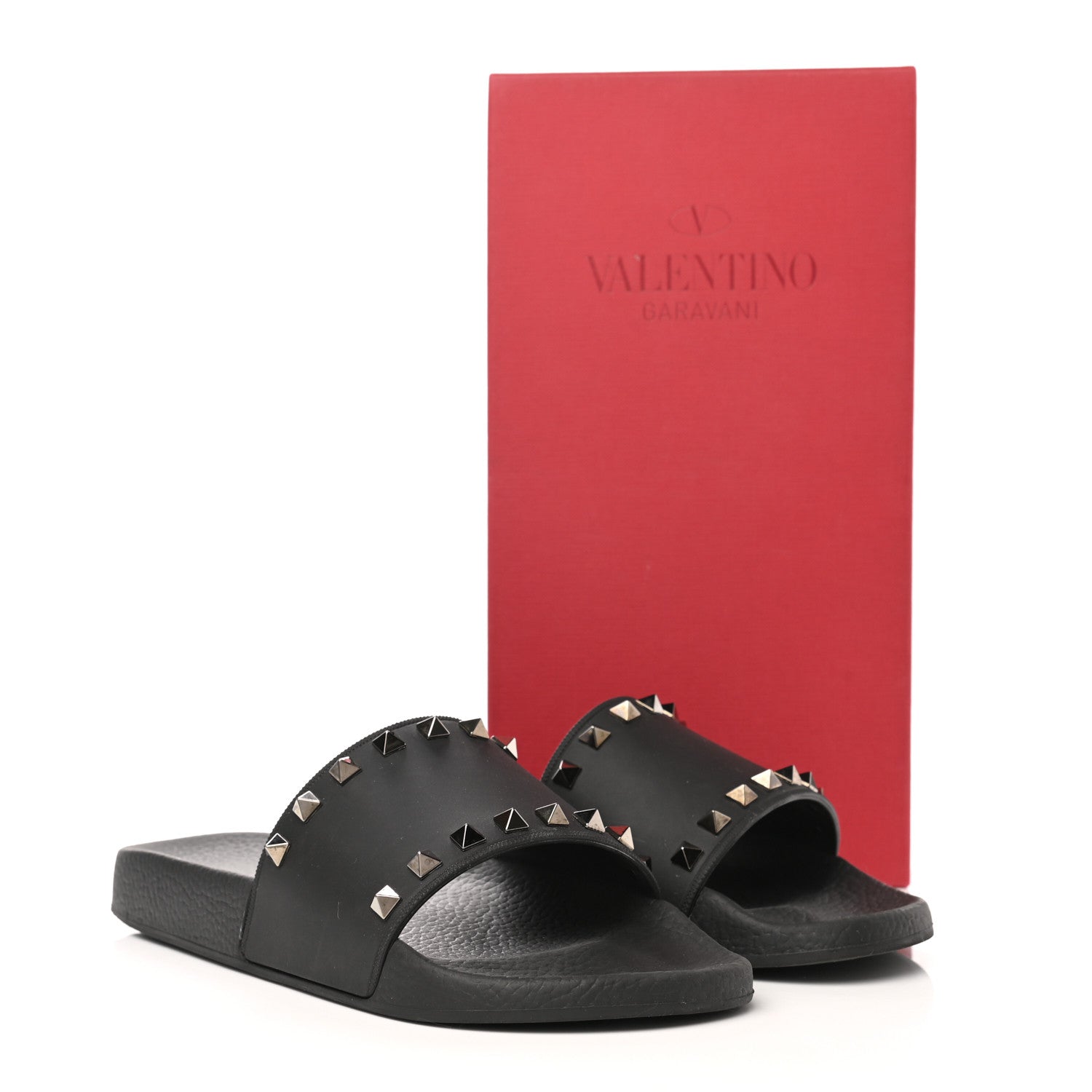 Valentino Garavani Rubber Rockstud Slide Sandals 39 Black 8 of 8