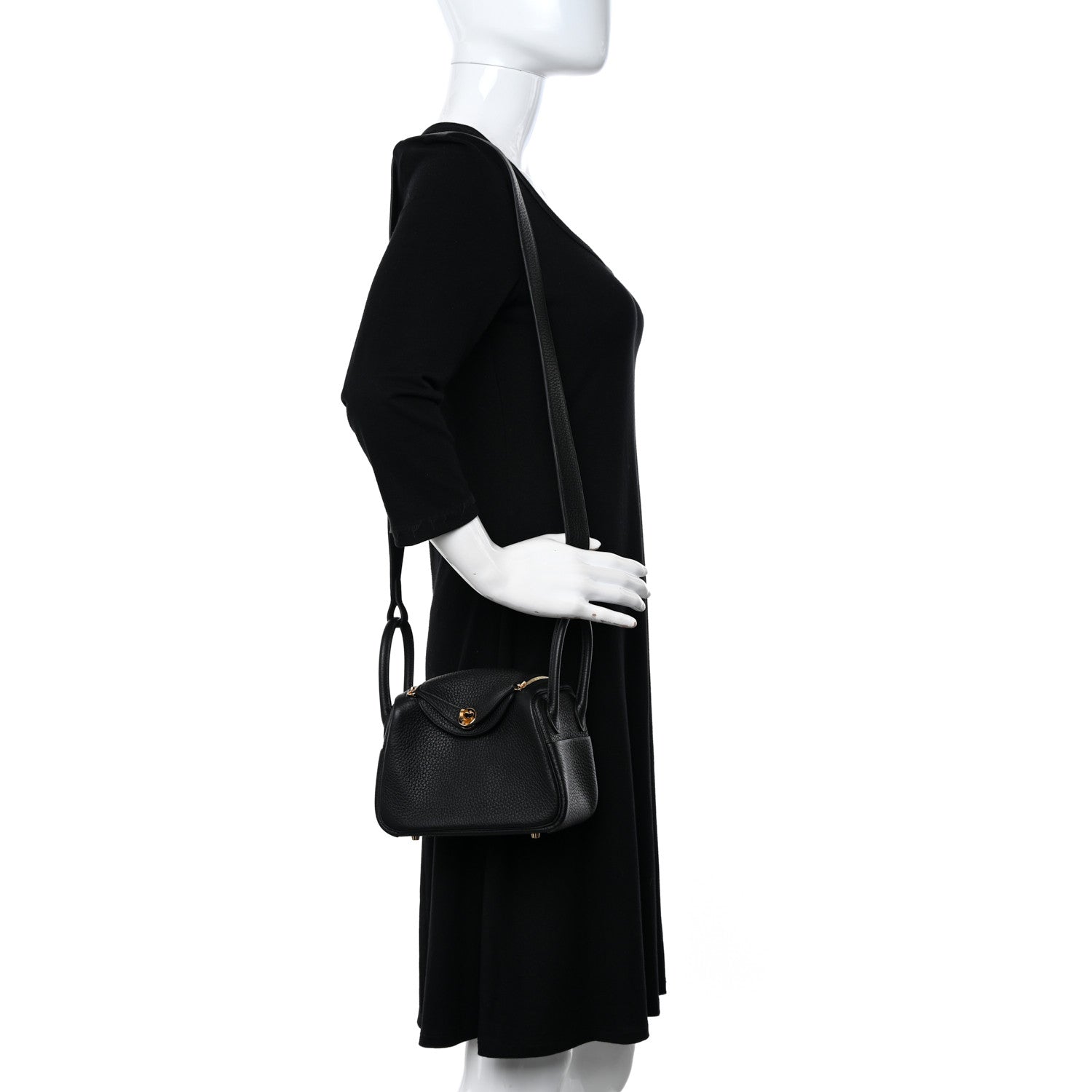 Hermes Taurillon Clemence Mini Lindy 20 Black 2 of 12