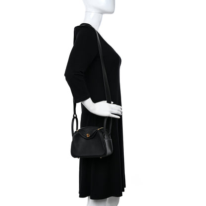 Hermes Taurillon Clemence Mini Lindy 20 Black 2 of 12
