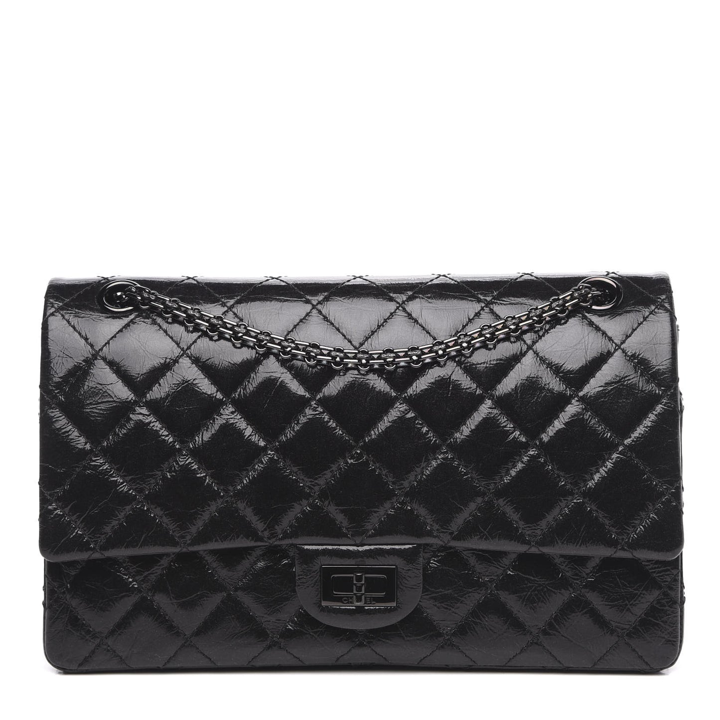 Glazed Calfskin Quilted 2.55 Reissue 226 Flap So Black