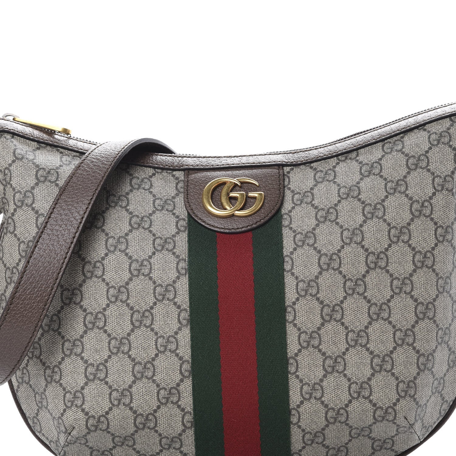 Gucci GG Supreme Monogram Web Small Ophidia Half Moon Hobo Brown 7 of 9