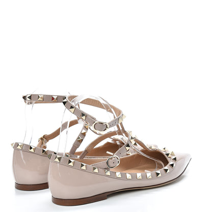 Valentino Garavani Patent Rockstud Cage Ballerina Flats 39 Poudre 4 of 14