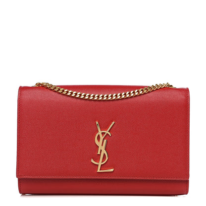Saint Laurent Grain De Poudre Medium Monogram Kate Satchel Red 1 of 8