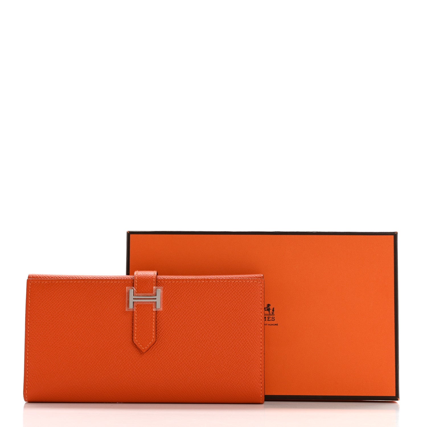 Hermes Epsom Tri-Fold Bearn Gusset Wallet Orange 8 of 8