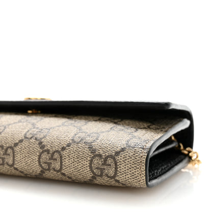 Gucci Dollar Calfskin GG Supreme Monogram Petite GG Marmont Wallet Chain Bag Black Beige Ebony 10 of 10