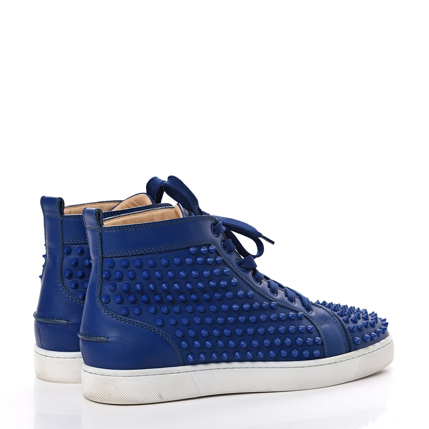 Calfskin Mens Louis Spikes Flat Sneakers 43 Neptune