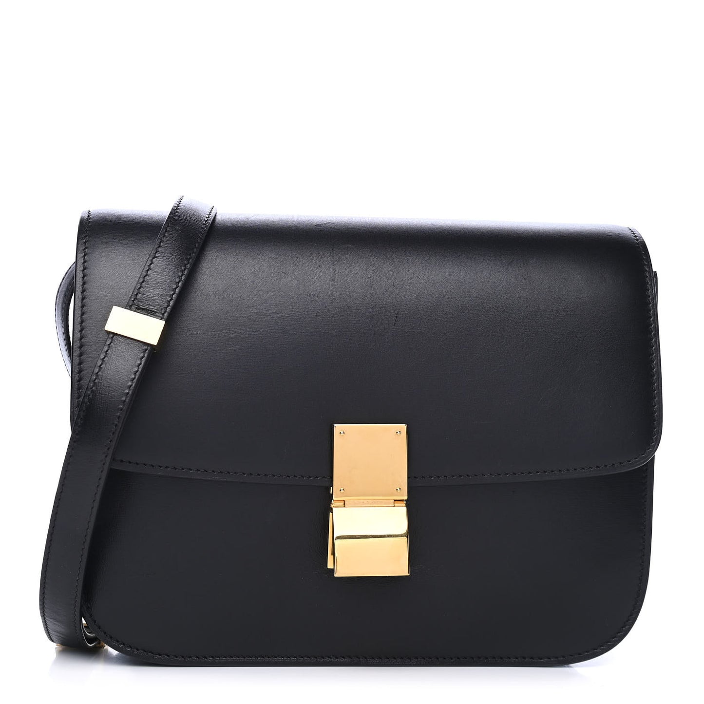 Box Calfskin Medium Classic Box Flap Bag Black