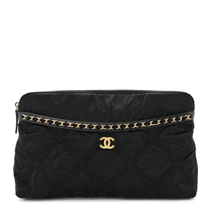 Chanel Nylon Grosgrain Large Lifestyle Pouch With Foldable Tote Black 3 of 11
