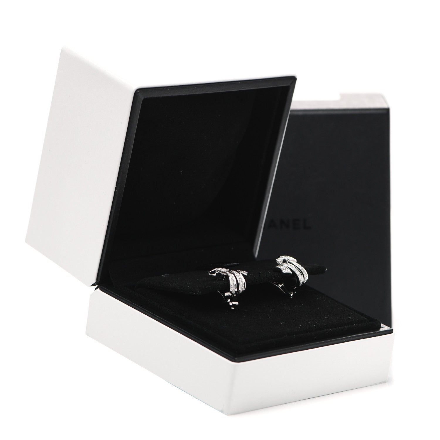 Chanel 18K White Gold Diamond Etoile Filante Earrings 5 of 5
