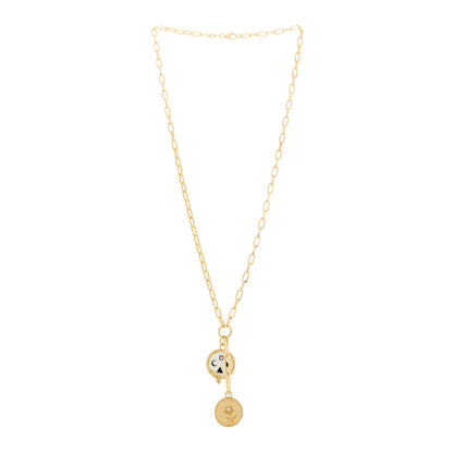 Foundrae 18K Yellow Gold Diamond Enamel Petite Wholeness Baby Enduring Love Medallion Extended Clip Extension Chain Necklace White 3 of 5