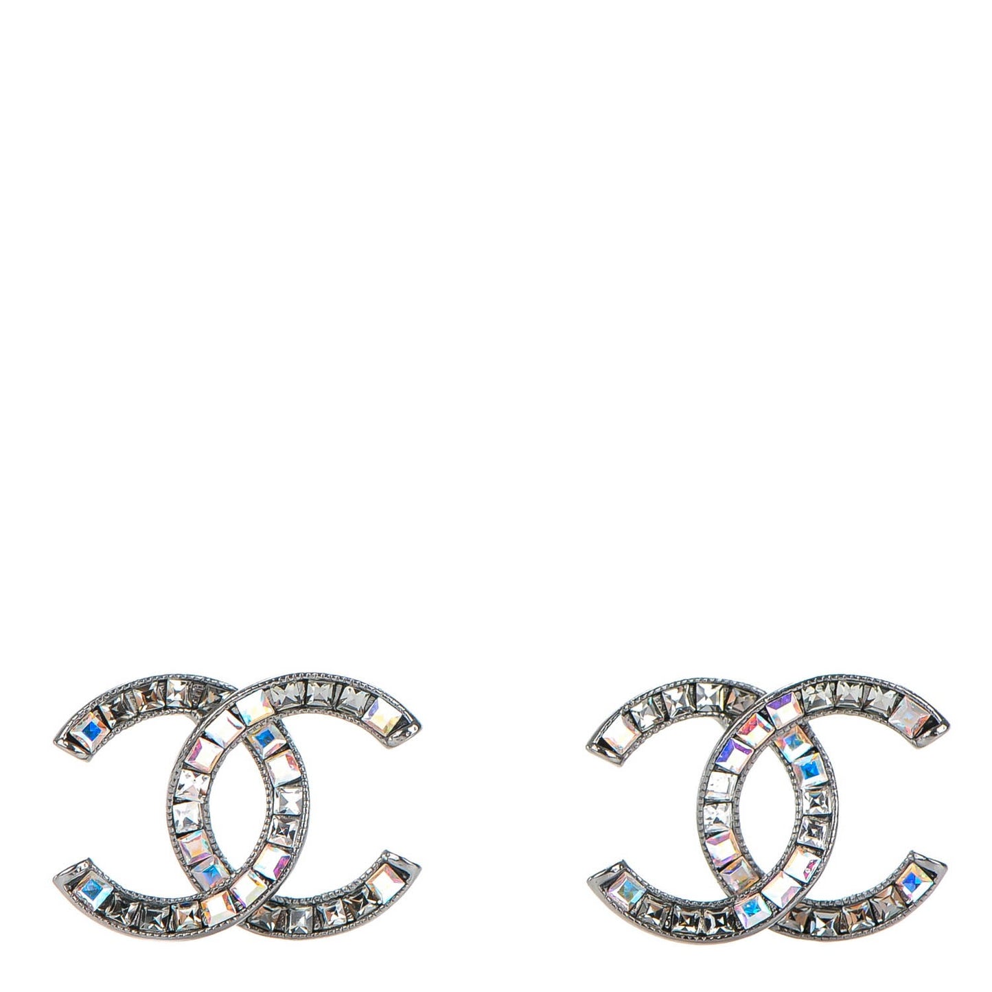 Baguette Crystal CC Earrings Silver