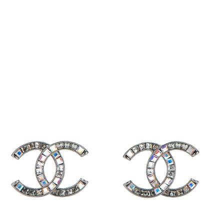 Chanel Baguette Crystal CC Earrings Silver 1 of 5